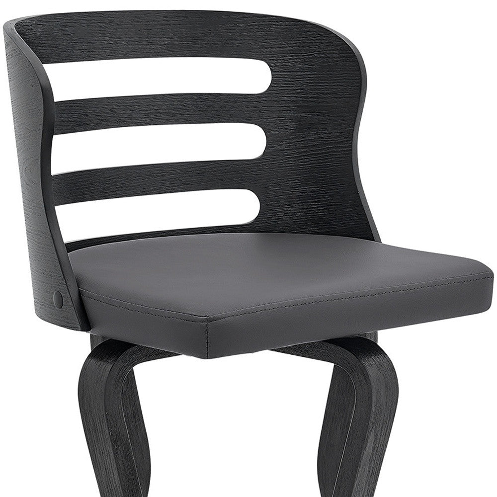 39" Matte Black And Gray Bar Height Swivel Full Back Bar Chair
