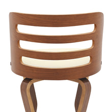 Cream Faux Leather And Wood Swivel Counter Height Bar Chair 35