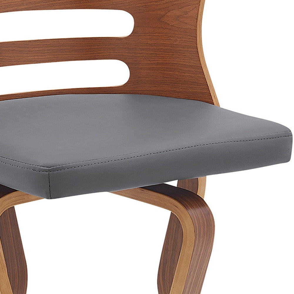 39" Walnut And Gray Bar Height Swivel Full Back Bar Chair