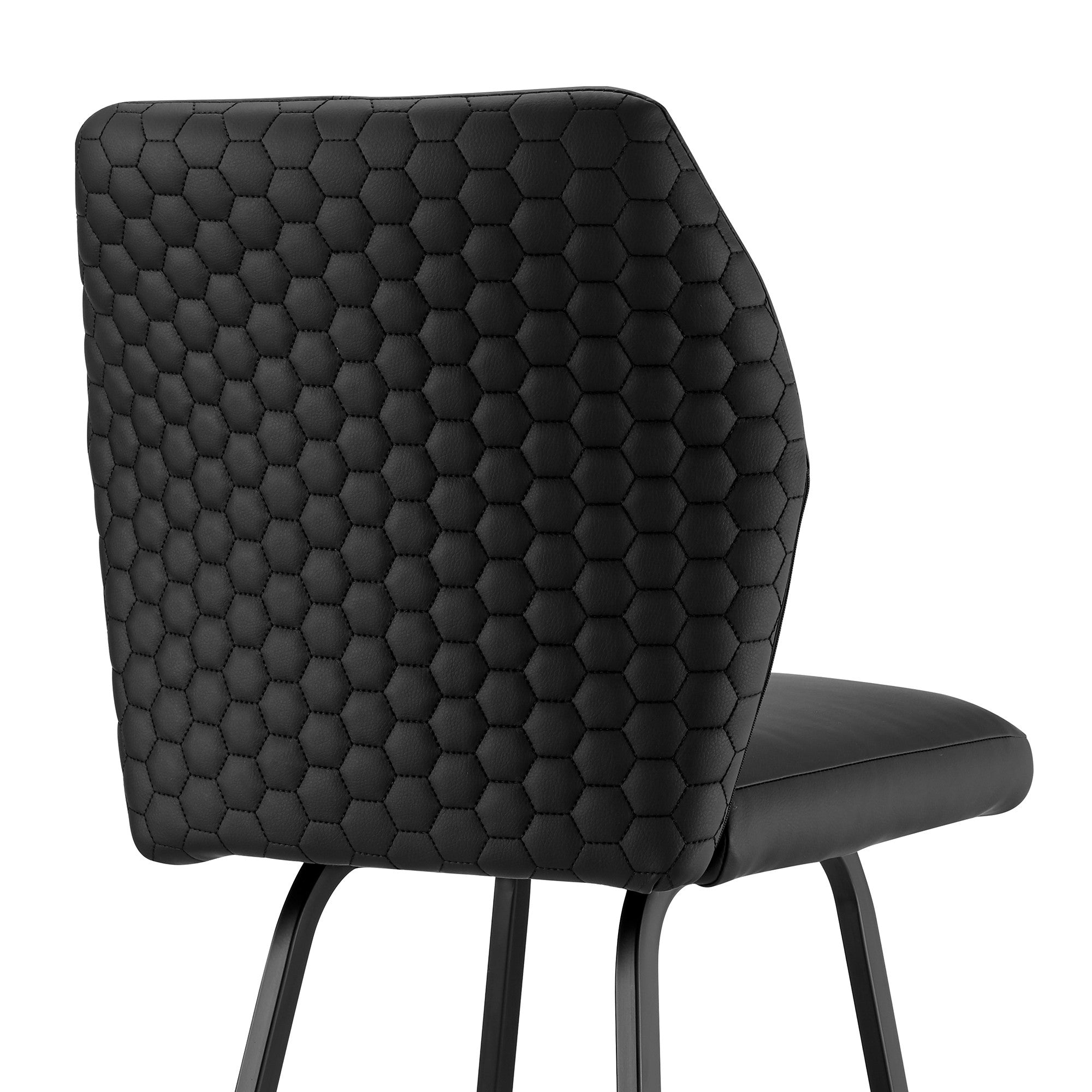 42" Black Faux Leather And Iron Bar Height Chair