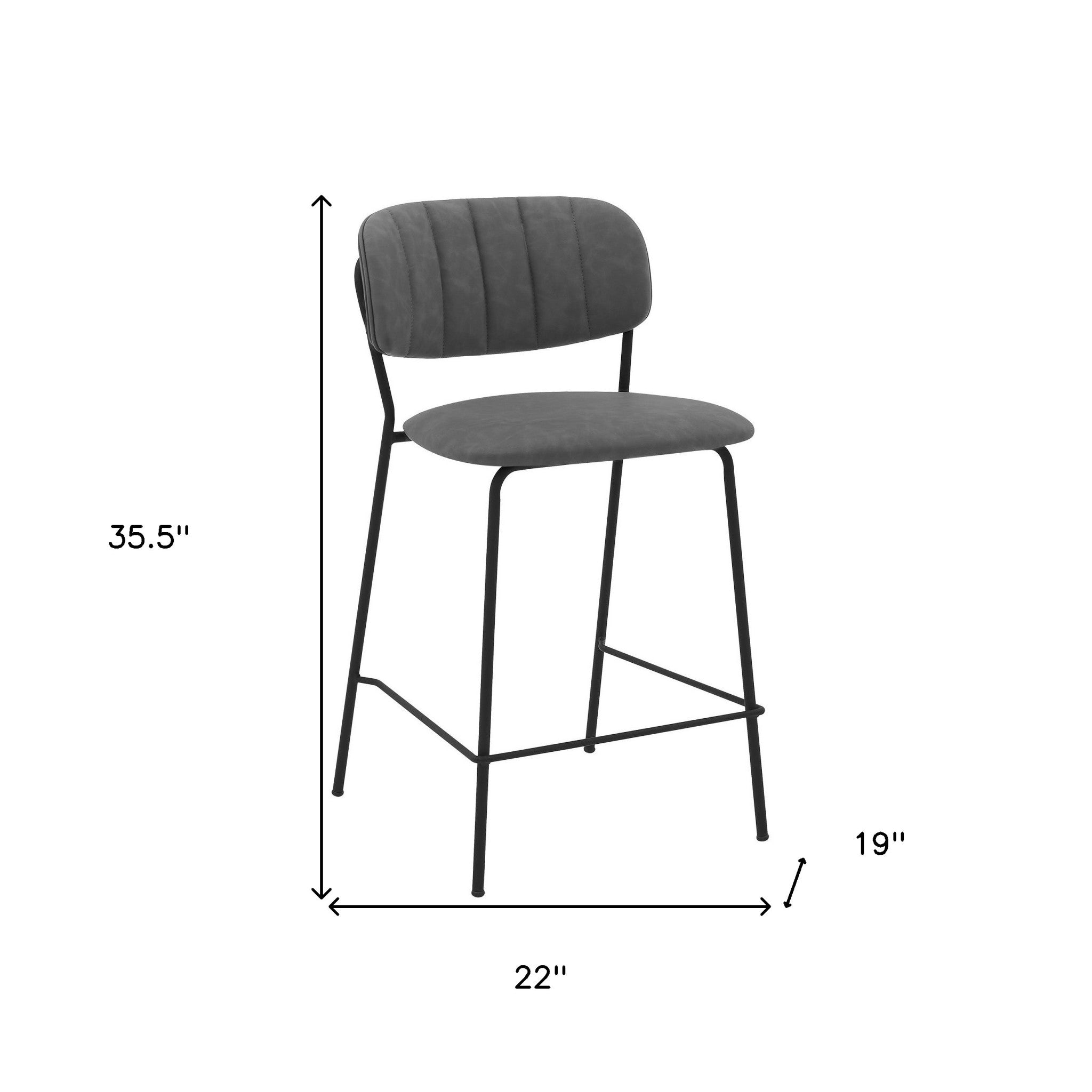 26" Mod Grey Faux Leather Bar Stool with Black Metal Frame