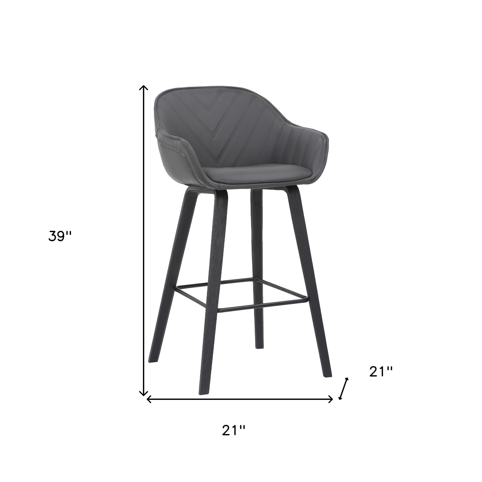Gray Textured Faux Leather Modern Bar Stool