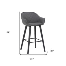 Gray Textured Faux Leather Modern Bar Stool
