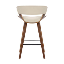 Cream Faux Leather and Wood Modern Bar Stool