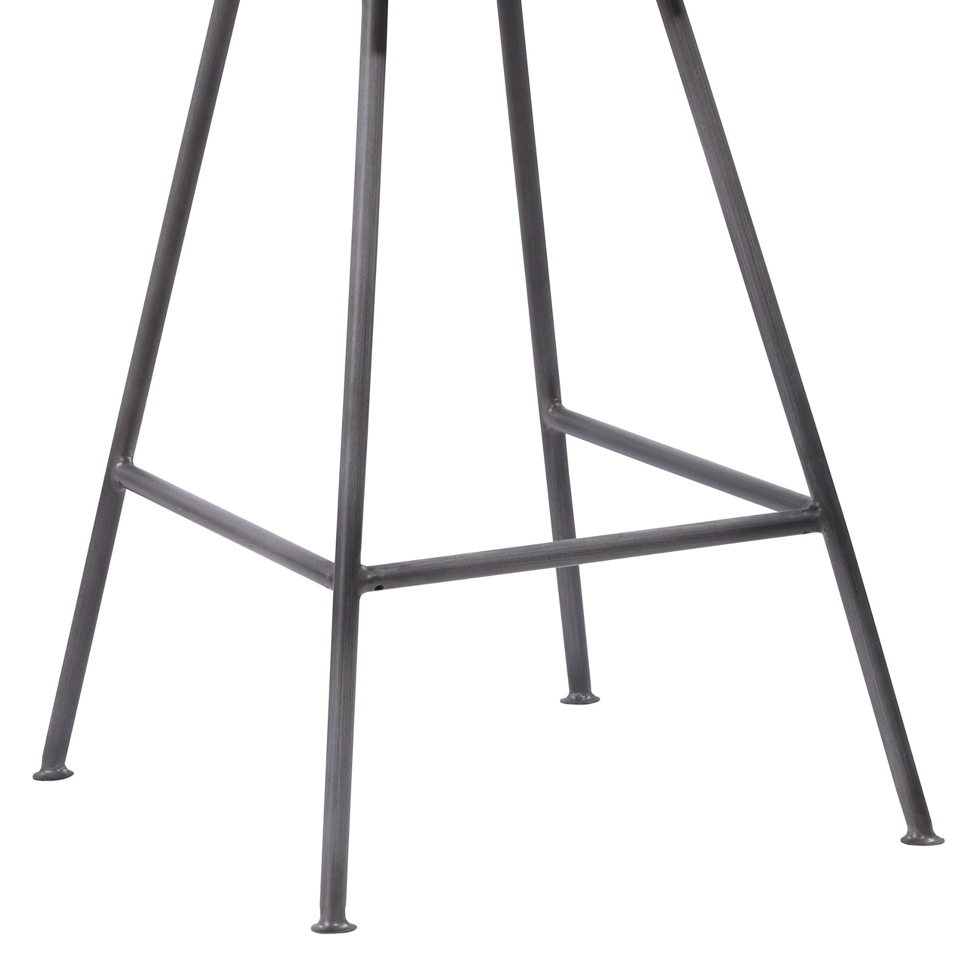 26" Elegant Grey Faux Leather Brushed Gray Metal Finish Armless Bar Stool