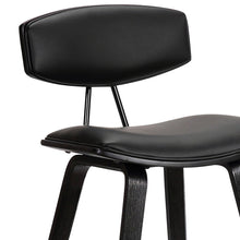 26” Black Faux Leather Mid Century Modern Bar Stool