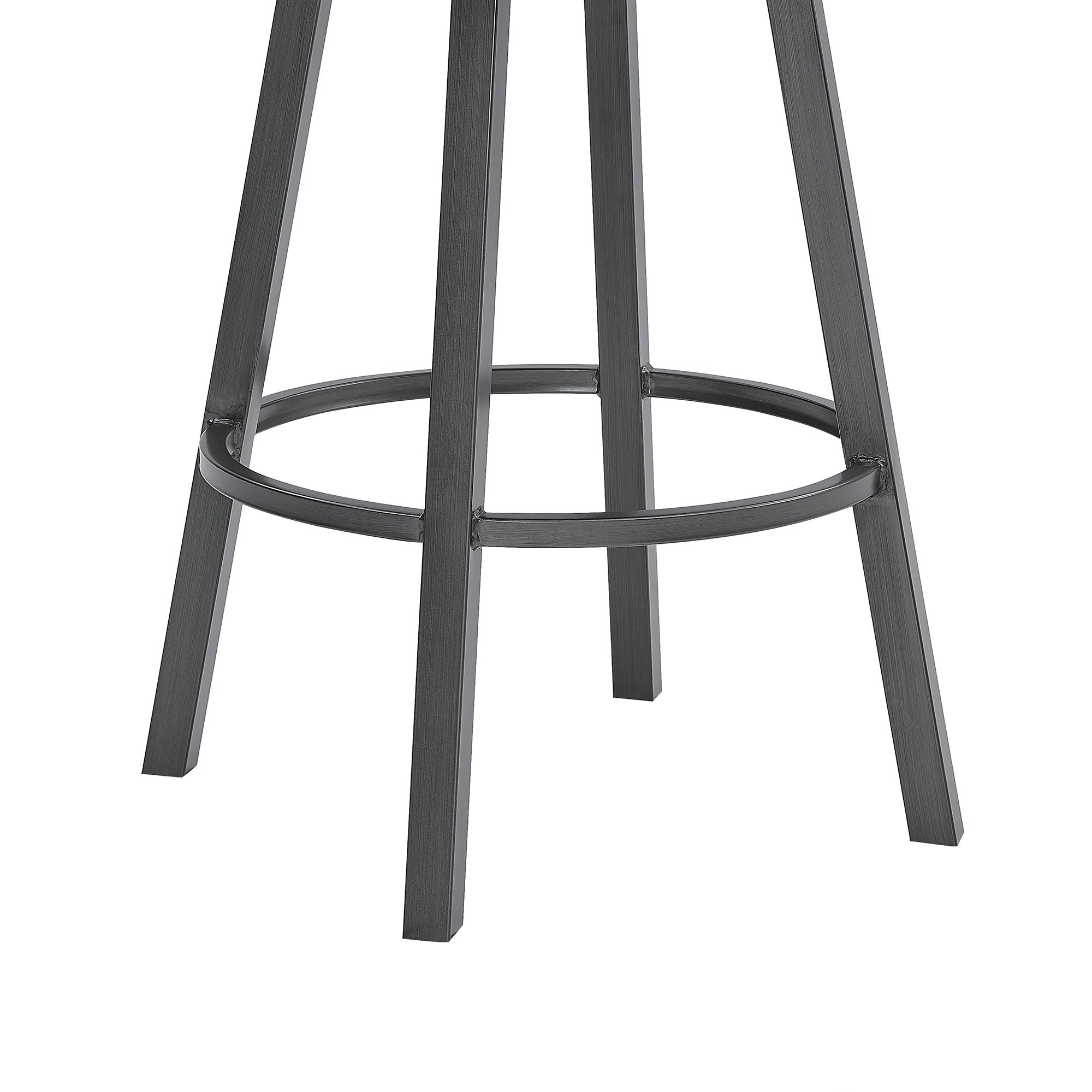 26" Transitional Black Faux Leather Metal Cross Back Bar Stool