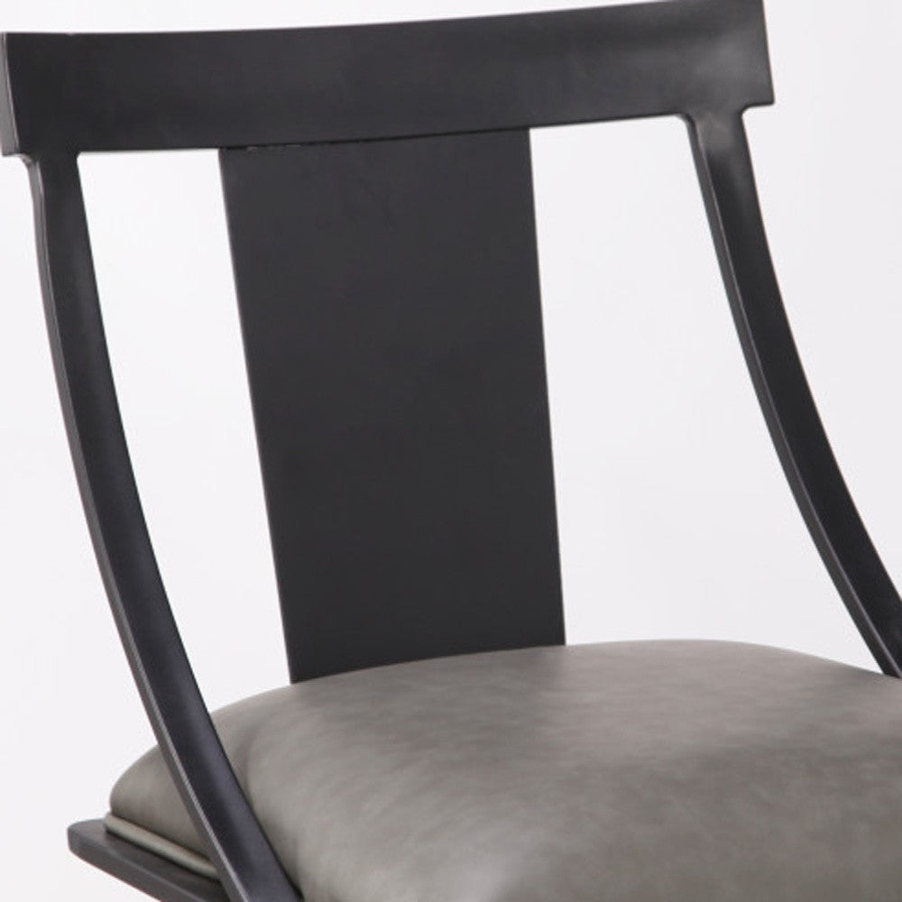 Taburete de bar giratorio con asiento cuadrado de metal y piel sintética gris de 30"