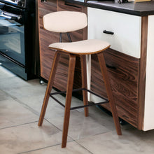 29 英寸奶油色人造皮革中世紀現代酒吧凳