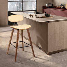 29 英寸奶油色人造皮革中世紀現代酒吧凳