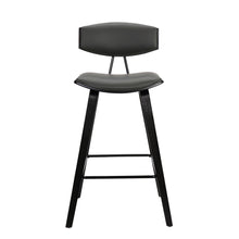 29” Gray Faux Leather Mid Century Modern Bar Stool