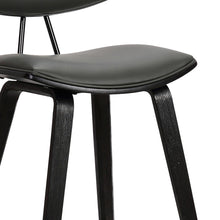 29” Gray Faux Leather Mid Century Modern Bar Stool
