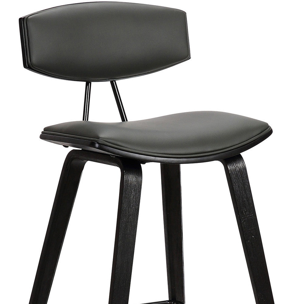 29” Gray Faux Leather Mid Century Modern Bar Stool
