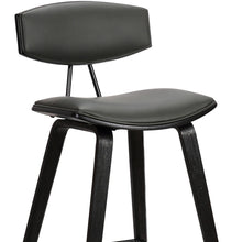 29” Gray Faux Leather Mid Century Modern Bar Stool