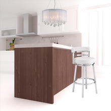 White And Silver Faux Leather Swivel Low Back Bar Height Chair With Footrest 39