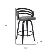 30” Gray Modern Faux Leather Swivel Bar Stool