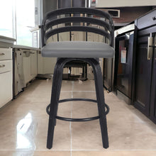 30” Gray Modern Faux Leather Swivel Bar Stool