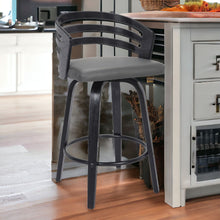 30” Gray Modern Faux Leather Swivel Bar Stool