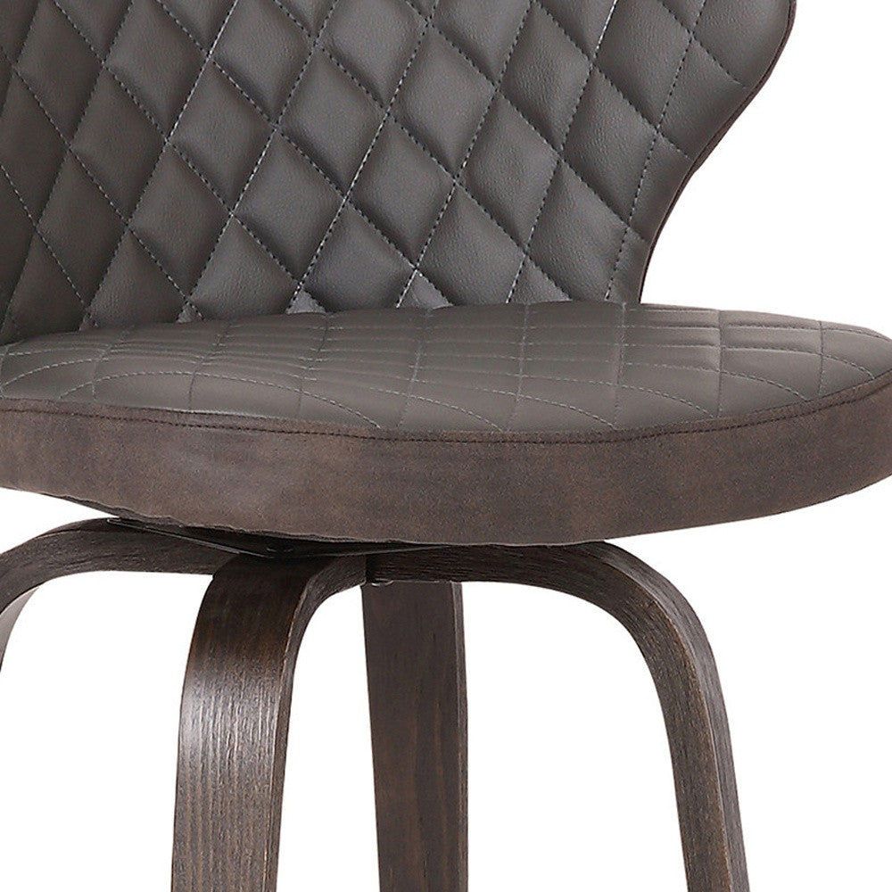 36" Brown Faux Leather And Iron Swivel Counter Height Bar Chair