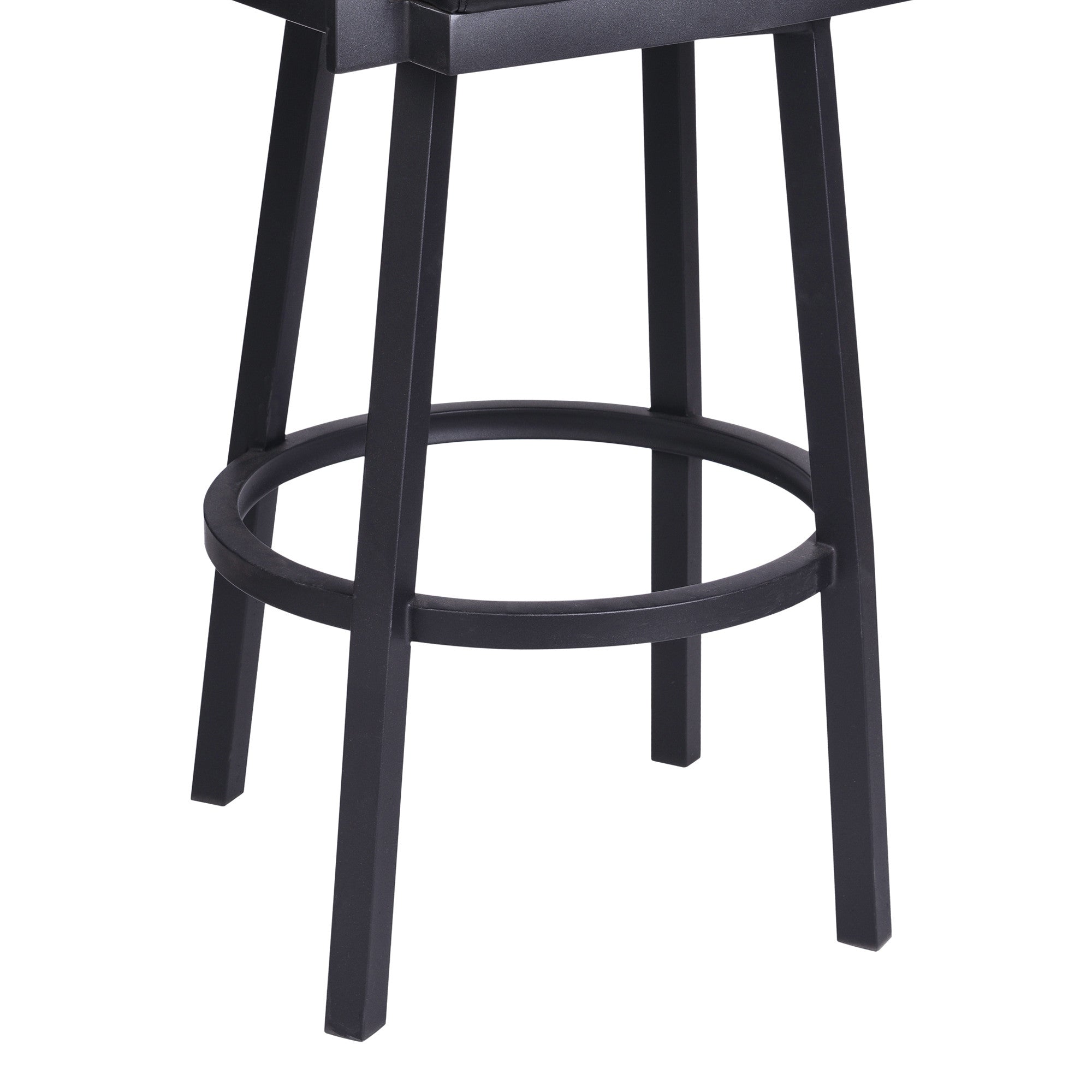 26" Vintage Black on Black Faux Leather Rectangular Swivel Barstool