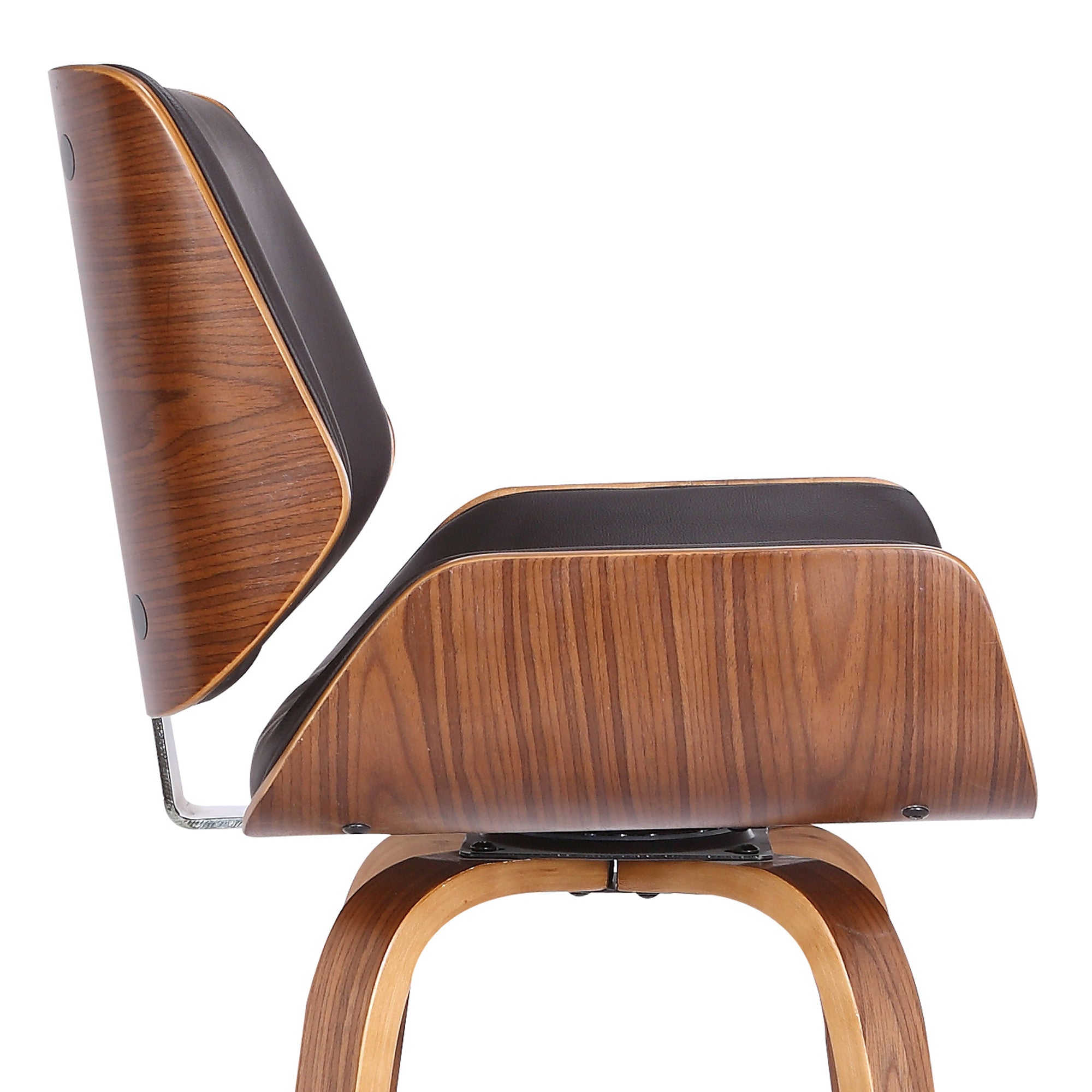 26" Brown Faux Leather Wooden Base Bar Stool