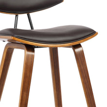 26” Brown Faux Leather Mid Century Modern Bar Stool