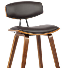 26” Brown Faux Leather Mid Century Modern Bar Stool