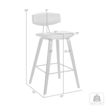 26” Brown Faux Leather Mid Century Modern Bar Stool