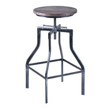 Adjustable Industrial Pine Wood Swivel Bar Stool