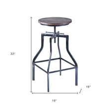 Adjustable Industrial Pine Wood Swivel Bar Stool