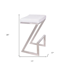Contempo White Faux Leather and Stainless Backless Bar Stool 26