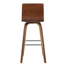 30” Brown Faux Leather Wooden Swivel Bar Stool