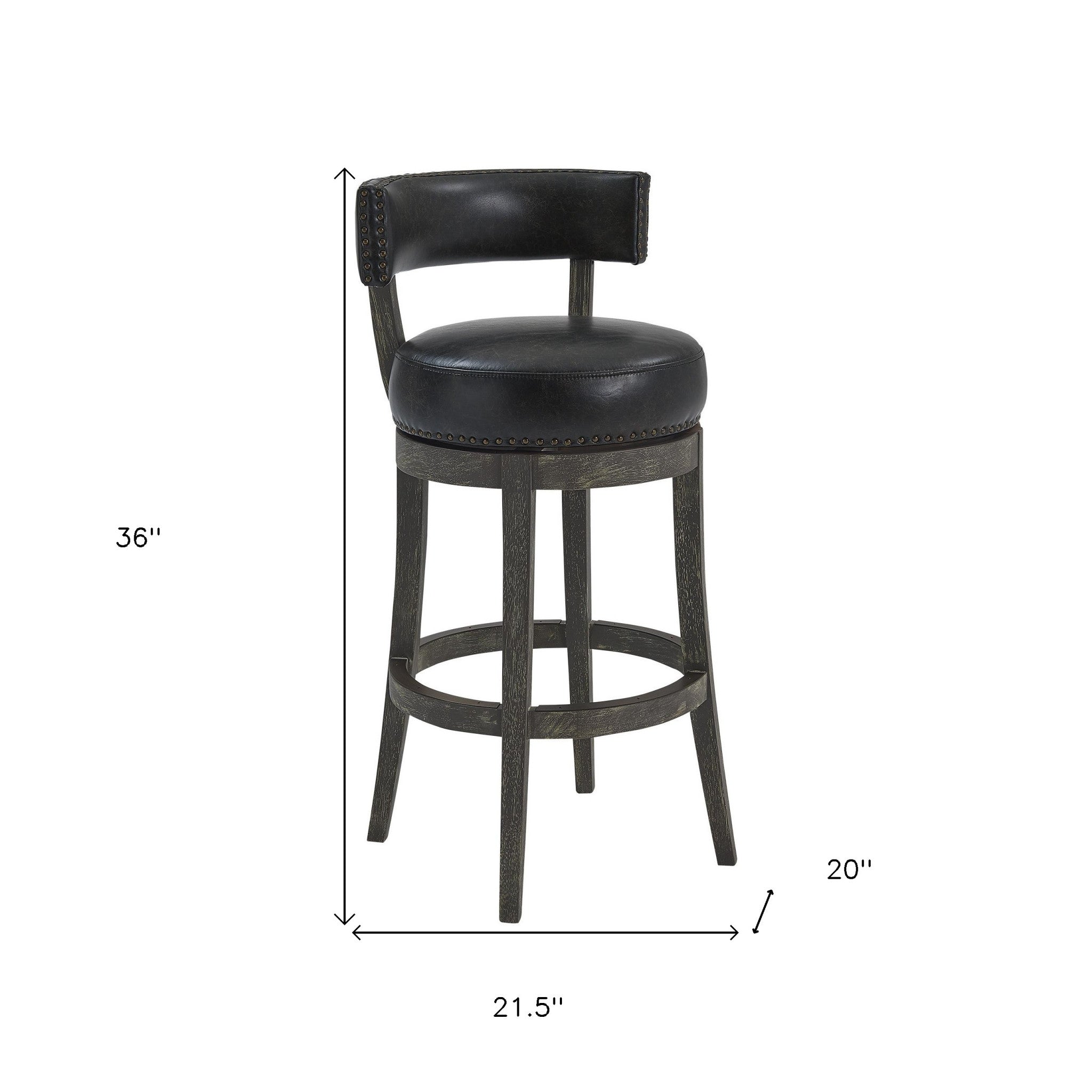 26 英寸棕色瑪瑙人造皮革旋轉木櫃檯凳