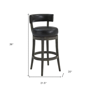 26 英寸棕色瑪瑙人造皮革旋轉木櫃檯凳