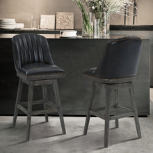 46 英寸棕色瑪瑙人造皮革和實木旋轉吧台高度椅子