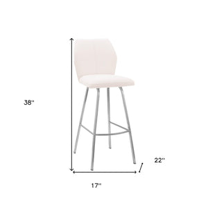 38" White Faux Leather And Iron Counter Height Bar Chair