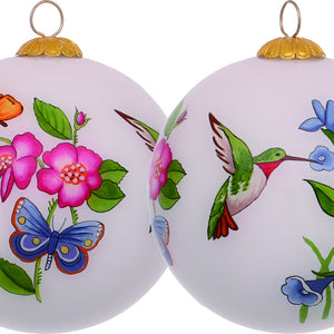 Decorative Florals Hand Painted Mouth Blown Glass Ornament