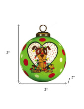 Charming Dog in a Heart Hand Painted Mouth Blown Glass Ornament