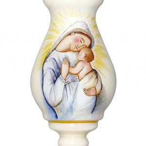 Mother Mary with Baby Hand Painted Mouth Blown Glass Ornament