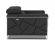 75 英寸深灰色意大利皮革和鍍鉻雙人沙發