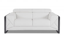 White Italian Leather and Chrome Love Seat 75