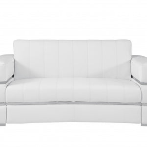 Love Seat de color sólido de densidad de felpa de cuero italiano blanco 75"