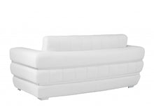 White Italian Leather Plush Density Solid Color Love Seat 75