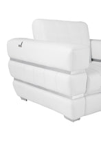 White Italian Leather Plush Density Solid Color Love Seat 75