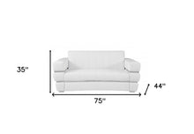White Italian Leather Plush Density Solid Color Love Seat 75