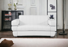 White Italian Leather Plush Density Solid Color Love Seat 75