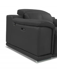 Love Seat reclinable de cuero italiano gris oscuro con espacio de almacenamiento de 72