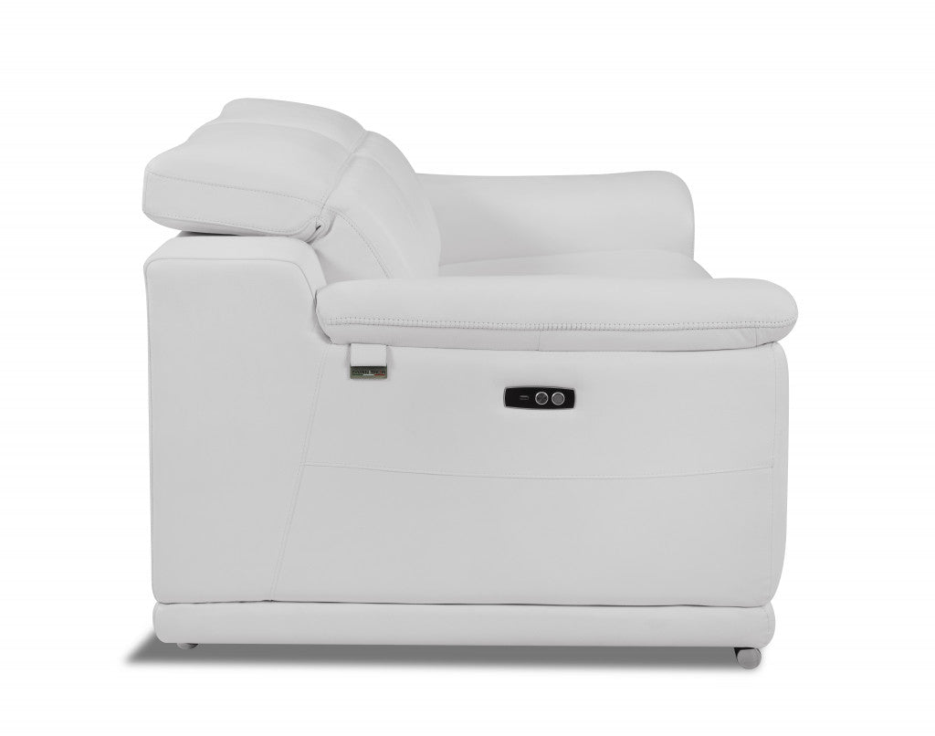 White Italian Leather Reclining  Love Seat 72"