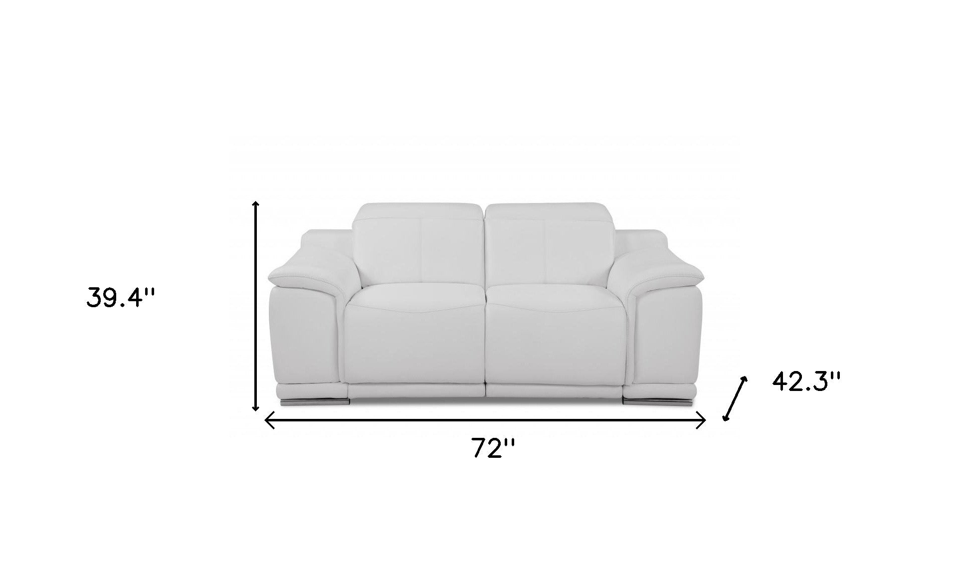 White Italian Leather Reclining  Love Seat 72"