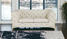 Beige All Over Tufted Italian and Gold Leather Love Seat 69